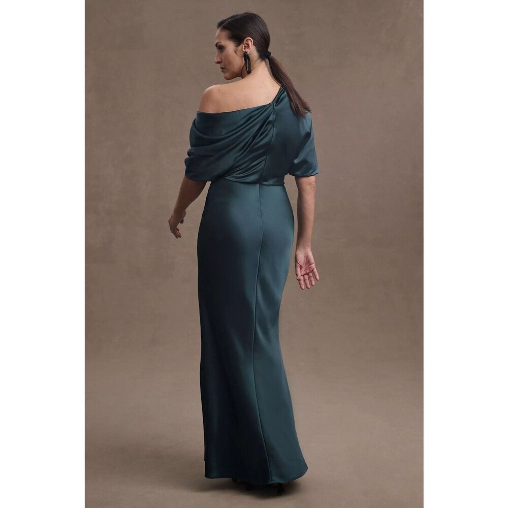 New Amsale Pryce Off-Shoulder Satin Column Gown size 4 - Picture 3 of 10